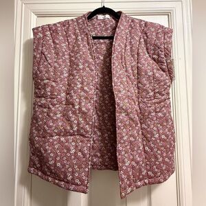 Floral Quilted Vest - Pink